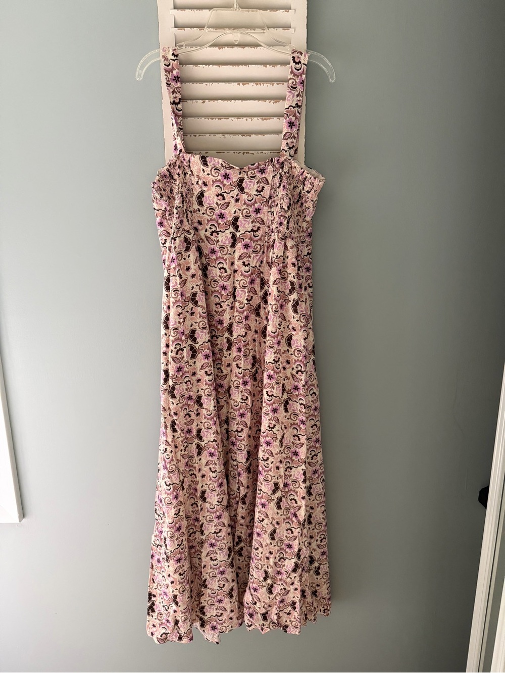 Z Supply Pink Floral Maxi Dress with Cream Accents